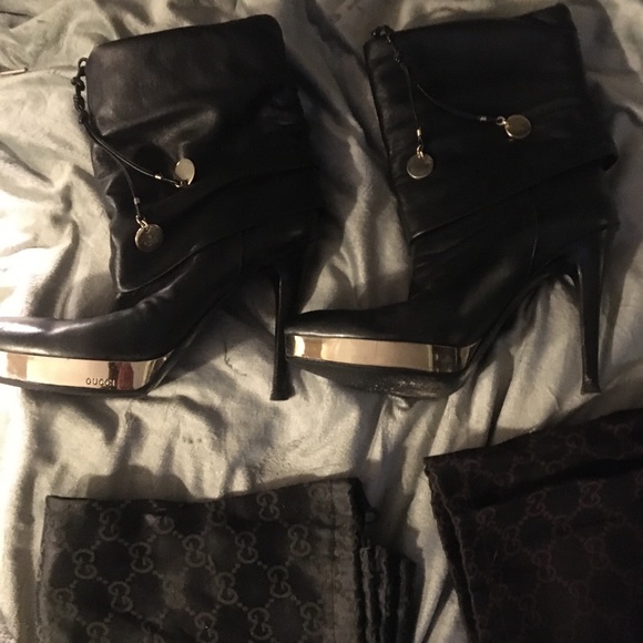 Gucci stiletto fold over boots with platform 8.5 B - Picture 4 of 6
